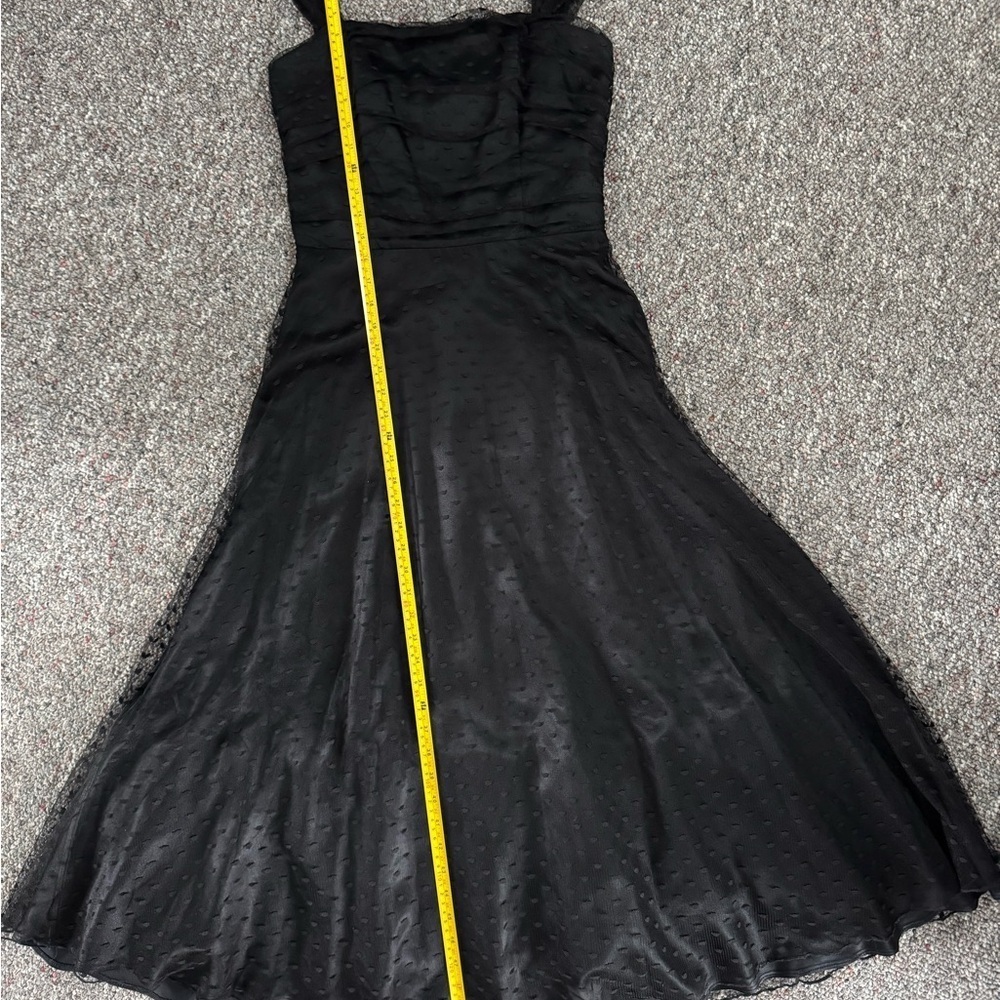 Jessica McClintock Bridal Strapless Black Midi Sheer Polka Dot Dress Size 8